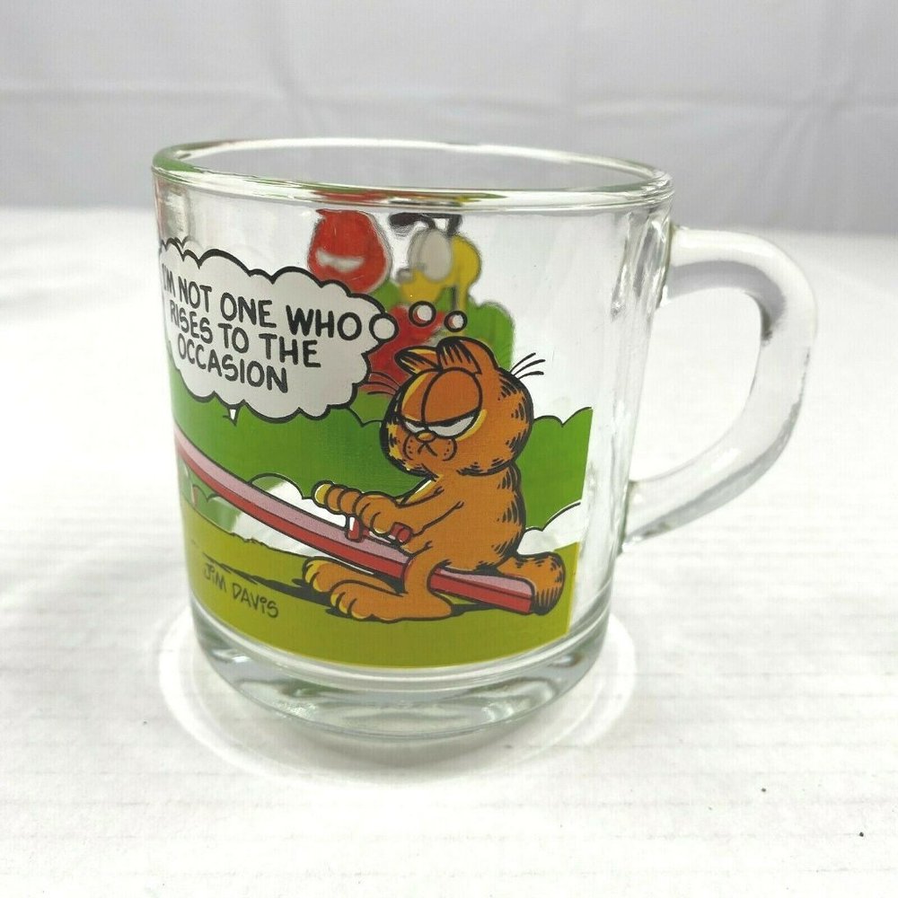 Vintage McDonalds Garfield Glass Coffee Mug Cup Jim Davis 1978 Collectible 1970s